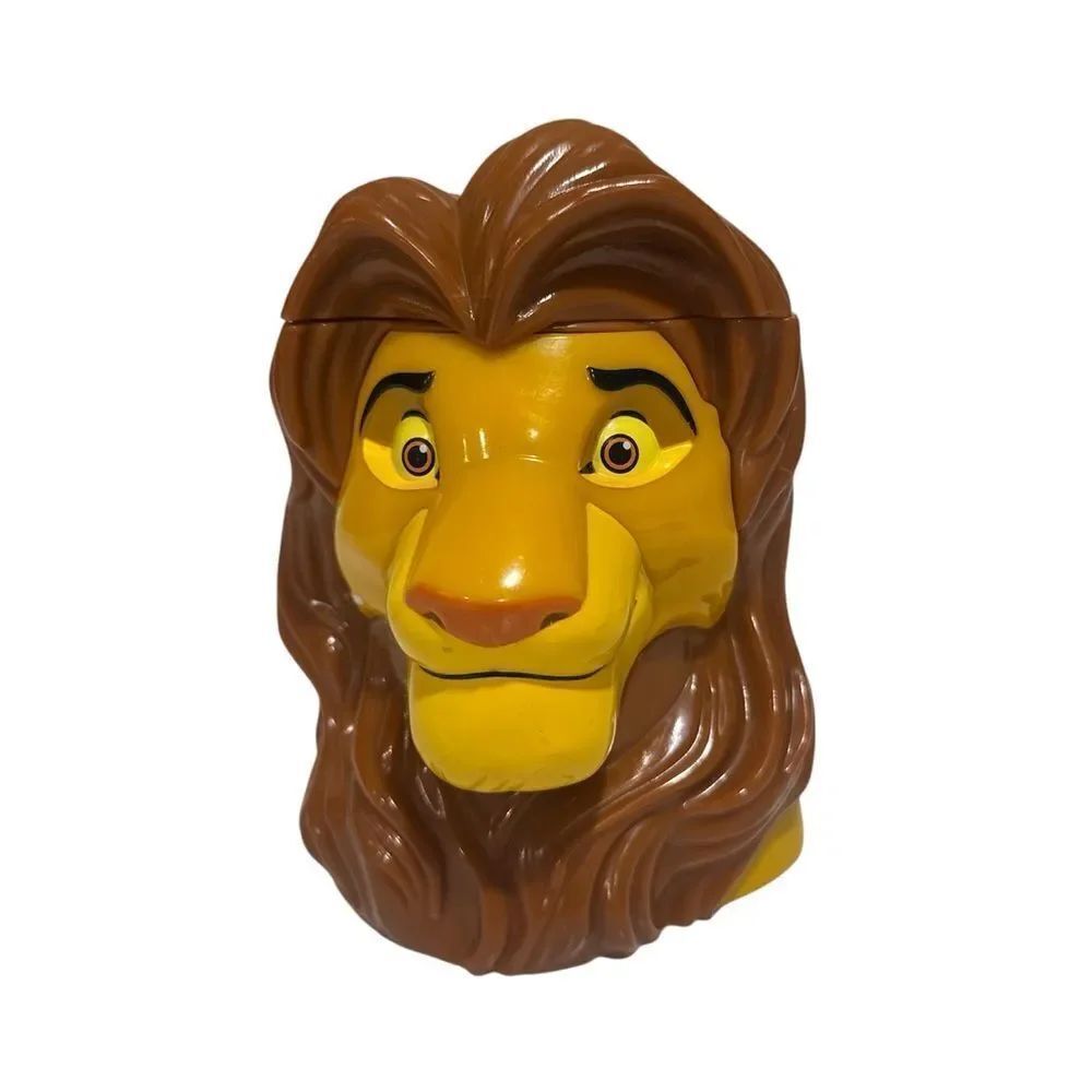 Vtg Lion King Simba flip lid Plastic Mug Cup NWOT